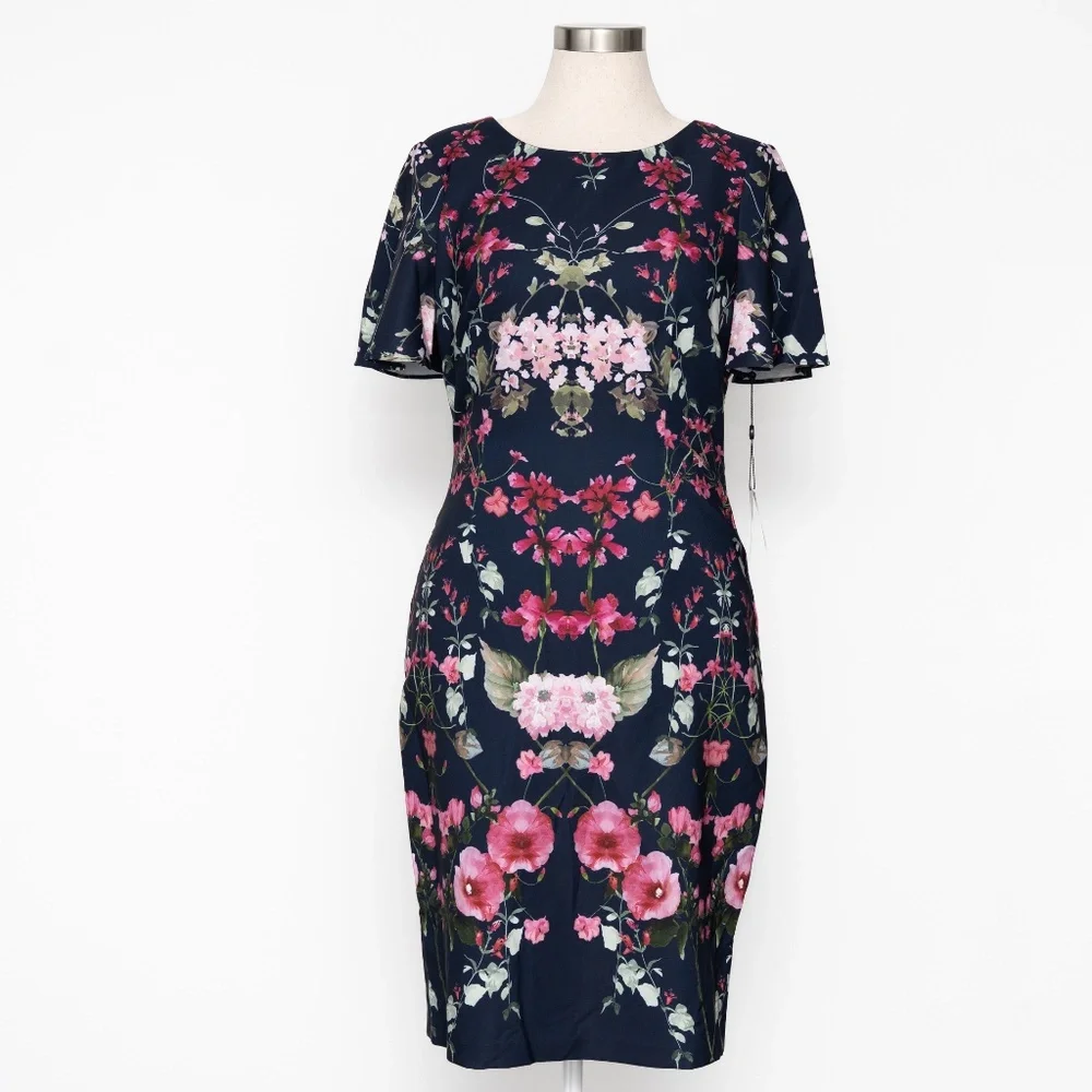 Adrianna‎ Papell -  Floral Crepe Sheath Dress